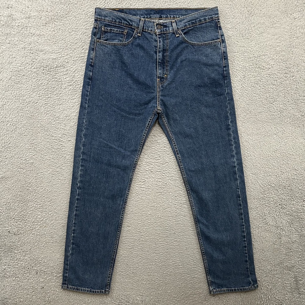 Levis Jeans Mens 36x34 Blue Denim 505 Regular Straight American Medium Wash Work